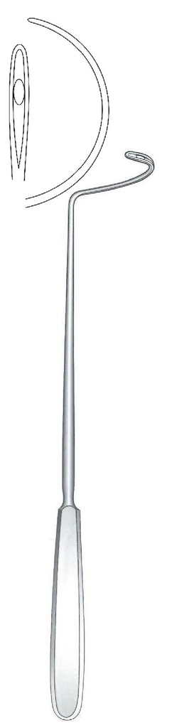Aguja para ligadura Deschamps, desafilada, curvada a la derecha - longitud = 28 cm / 11"