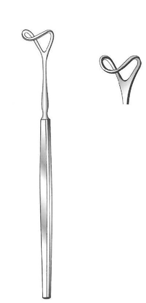 Separador para párpado Desmarres, punta con hueco, ancho = 14 mm - longitud = 13 cm / 5&quot;