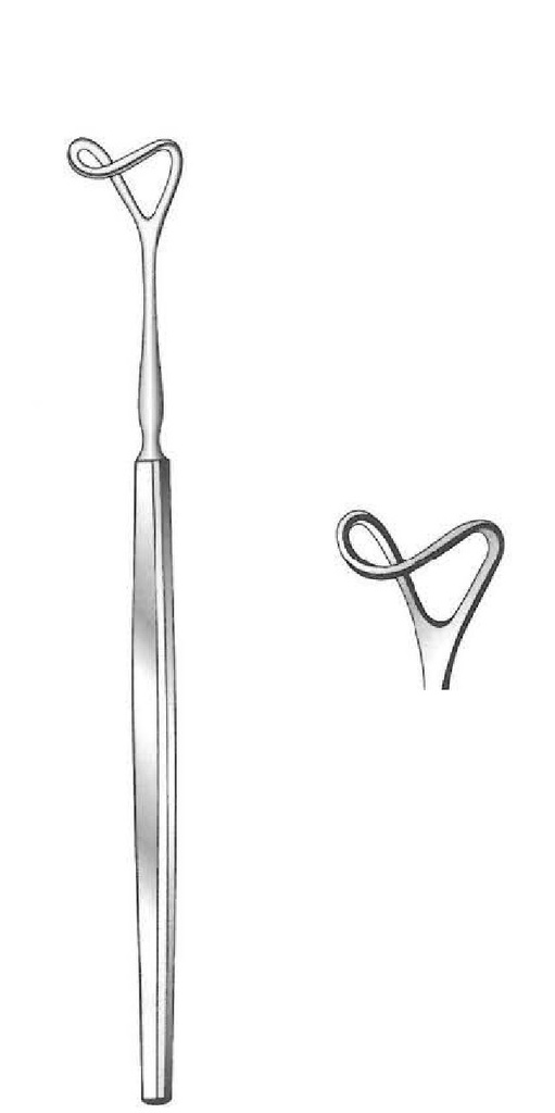 Separador para párpado Desmarres, punta con hueco, ancho = 16 mm - longitud = 13 cm / 5"