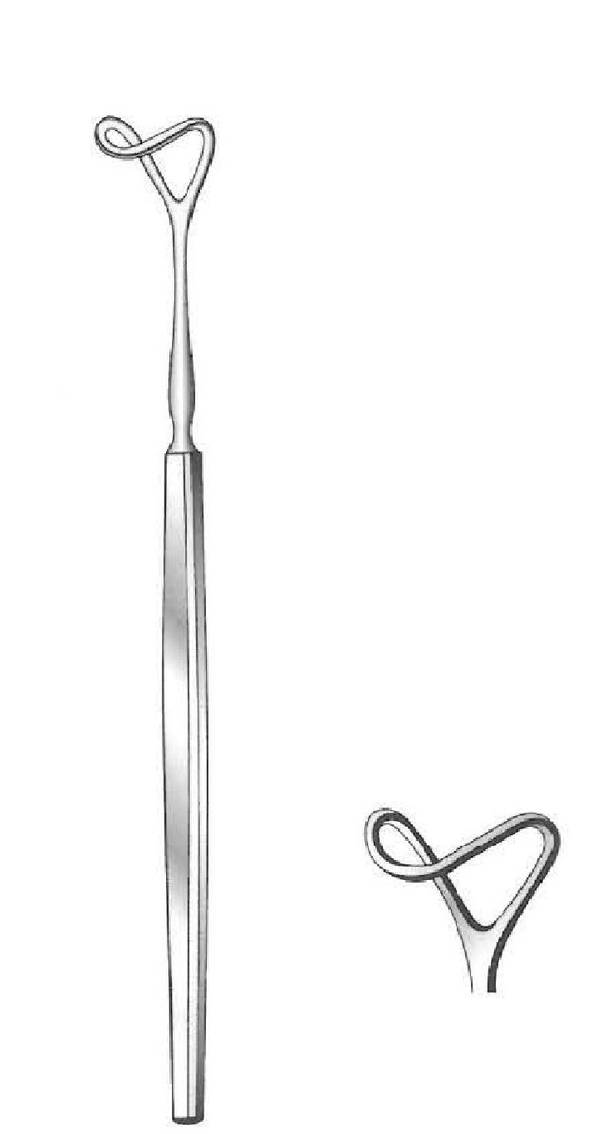 Separador para párpado Desmarres, punta con hueco, ancho = 18 mm - longitud = 13 cm / 5"