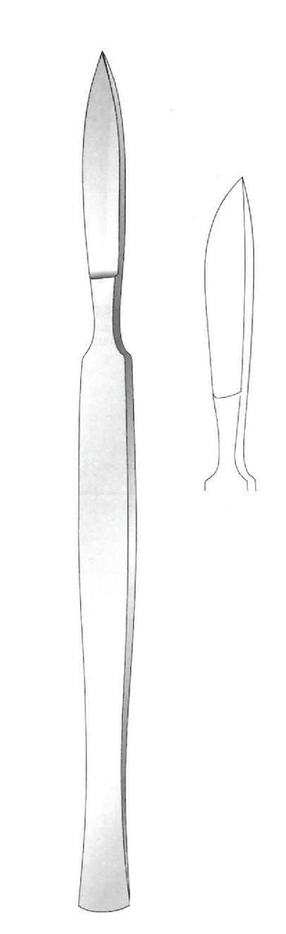 Bisturí para diseccion con mango liso, figura 1 - longitud = 16 cm / 6-1/4"