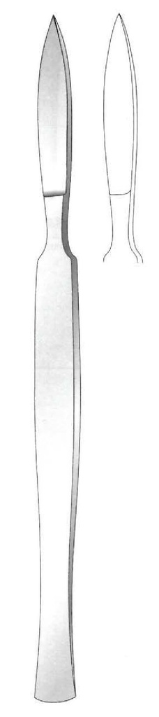 Bisturí para diseccion con mango liso, figura 3 - longitud = 16 cm / 6-1/4"