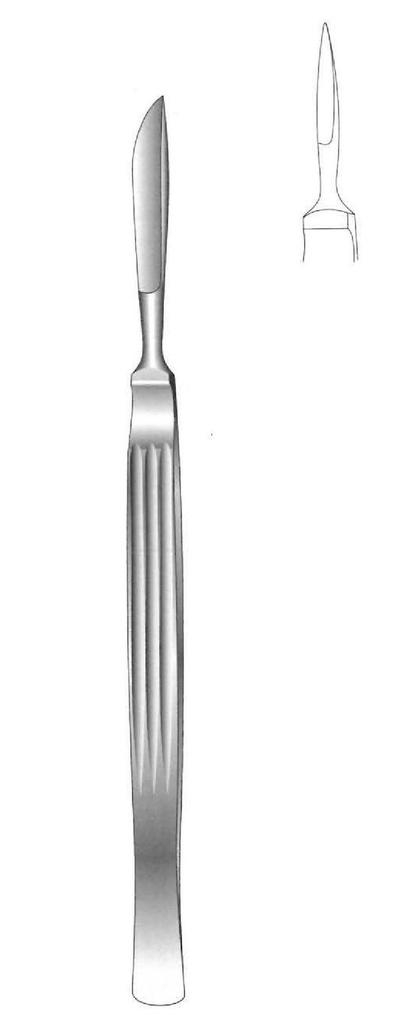 Dissection knife, solid with grooved handle, Figure 2 - Length = 14 cm / 5-1 / 2 "