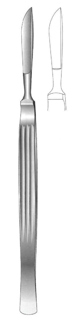 Cuchillo para disección, sólido con mango acanalado, figura 1 - longitud = 15 cm / 6"