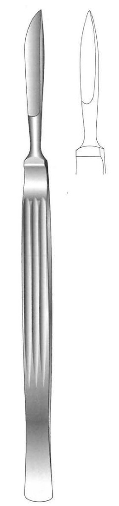 Cuchillo para disección, sólido con mango acanalado, figura 2 - longitud = 15 cm / 6"