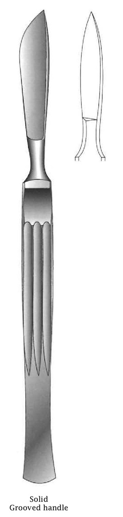 Dissection knife, solid with grooved handle, Figure 6 - Length = 15 cm / 6 "