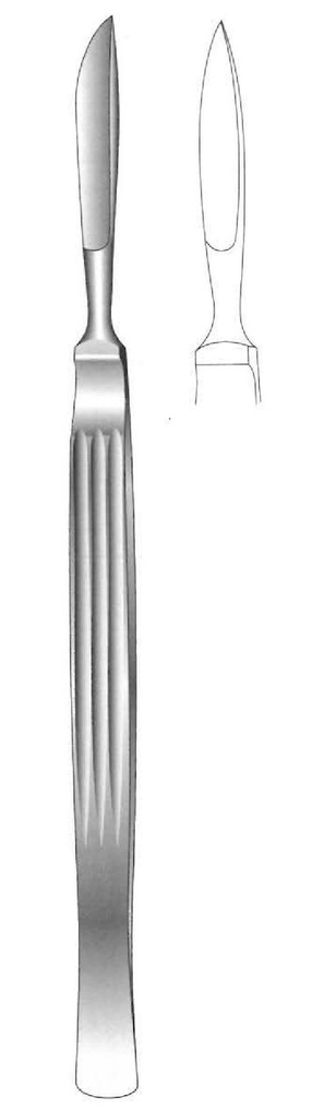 Cuchillo para disección, sólido con mango acanalado, figura 2 - longitud = 15.5 cm / 6"