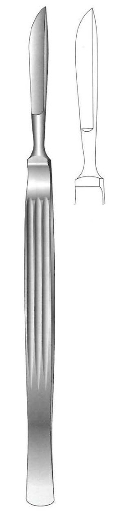 Dissection knife, solid with grooved handle, Figure 1 - Length = 16 cm / 6-1 / 4 "