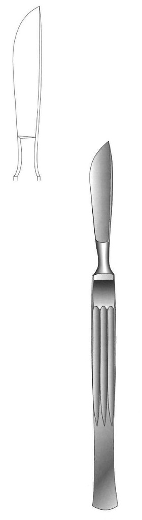 Cuchillo para disección, sólido con mango acanalado, figura 5 - longitud = 16 cm / 6-1/4"