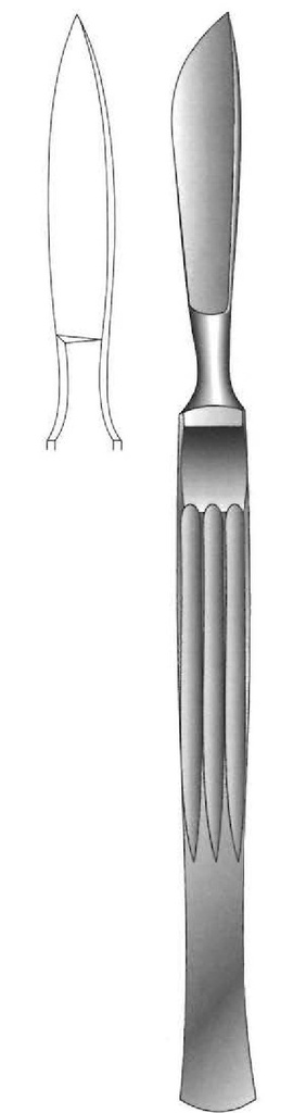 Dissection knife, solid with grooved handle, Figure 8 - Length = 16 cm / 6-1 / 4 "