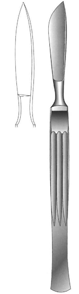Cuchillo para disección, sólido con mango acanalado, figura 9 - longitud = 16 cm / 6-1/4"