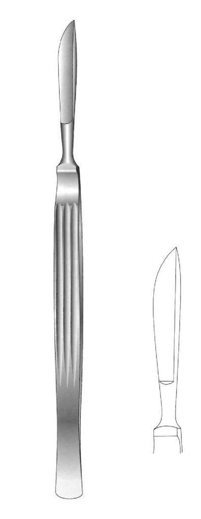 Dissection knife, solid with grooved handle, Figure 1 - Length = 16.5 cm / 6-1 / 2 "