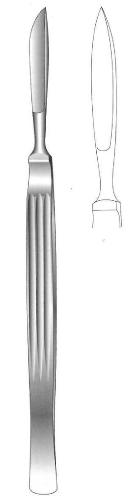 Dissection knife, solid with grooved handle, Figure 2 - Length = 17 cm / 6-3 / 4 "