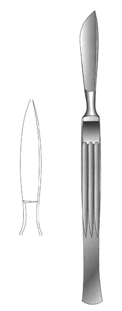 Dissection knife, solid with grooved handle, Figure 10 - Length = 17 cm / 6-3 / 4 "