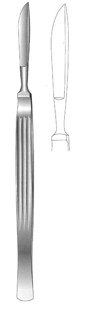 Cuchillo para disección, sólido con mango acanalado, figura 1 - longitud = 17.5 cm / 7"