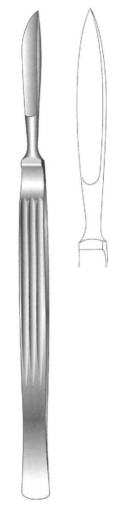 Dissection knife, solid with grooved handle, Figure 2 - Length = 17.5 cm / 7 "
