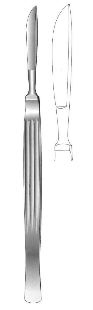Dissection knife, solid with grooved handle - length = 18 cm / 7 "