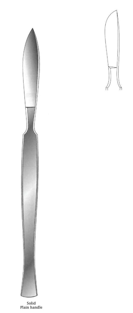 Cuchillo para disección, sólido con mango liso, figura 2 - longitud = 15 cm / 6"