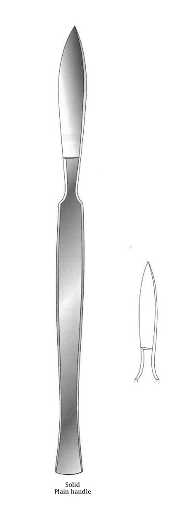 Cuchillo para disección, sólido con mango liso, figura 6 - longitud = 15 cm / 6"