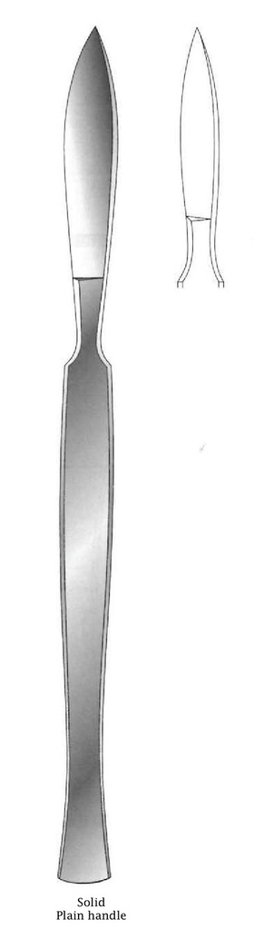 Cuchillo para disección, sólido con mango liso, figura 7 - longitud = 15 cm / 6"