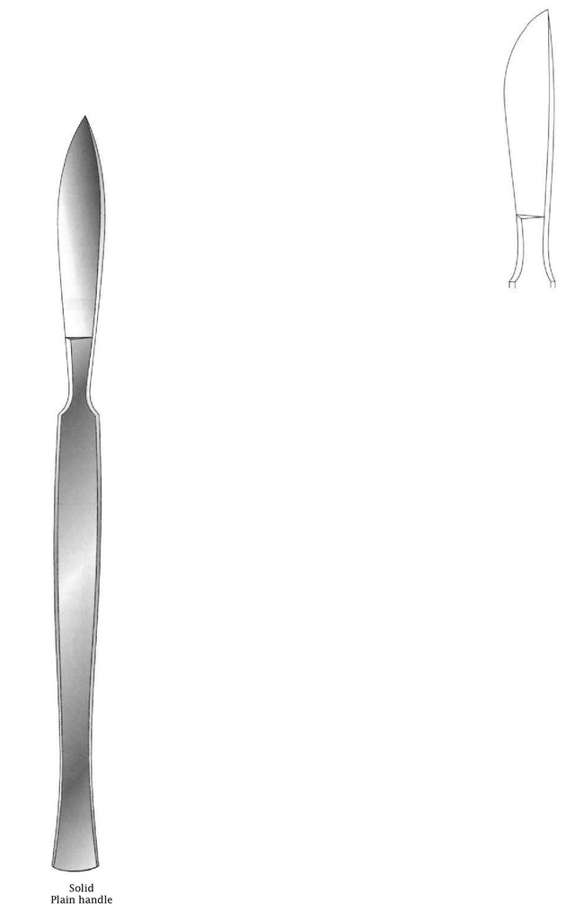 Dissection knife, solid with smooth handle, Figure 4 - Length = 16 cm / 6-1 / 4 "