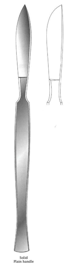 Cuchillo para disección, sólido con mango liso, figura 5 - longitud = 16 cm / 6-1/4"