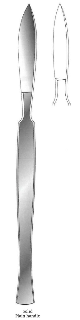 Cuchillo para disección, sólido con mango liso, figura 8 - longitud = 16 cm / 6-1/4"