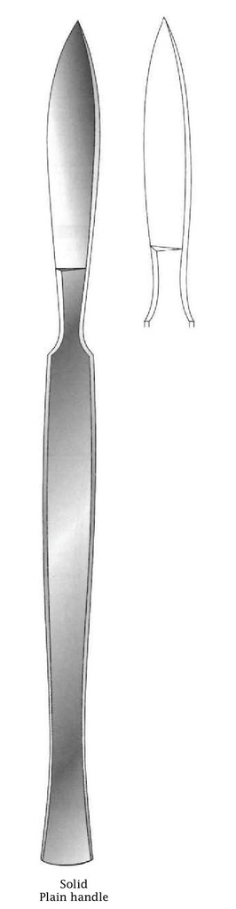 Cuchillo para disección, sólido con mango liso, figura 9 - longitud = 16 cm / 6-1/4"