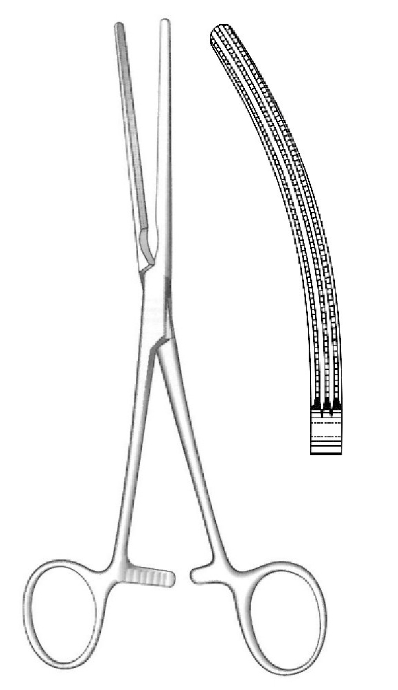 Doyen intestinal clamp, curved - length = 23 cm / 9 "