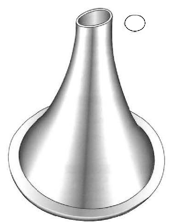 Espéculo para oído, extremo angulado, figura 3