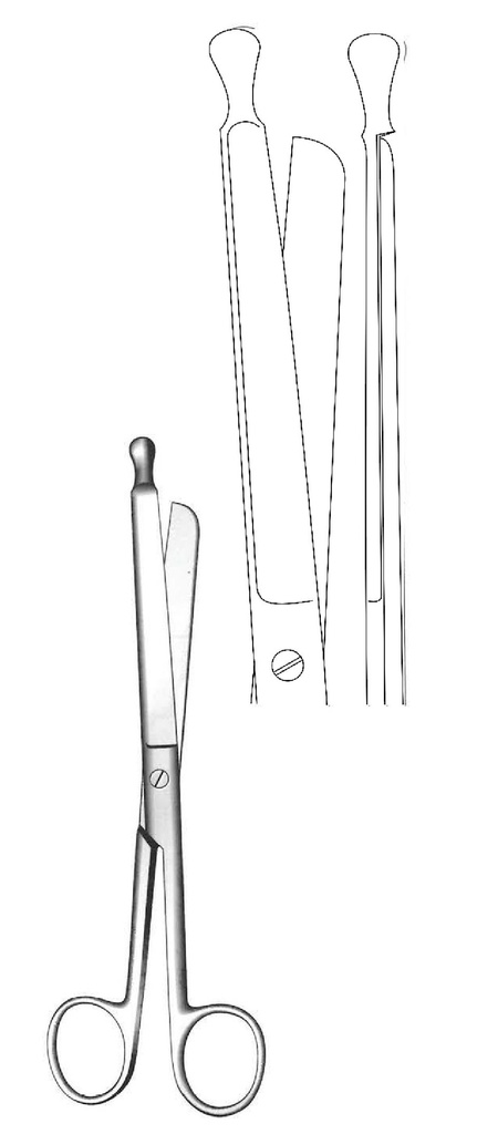 Tijera para enterotomía, punta abotonado - longitud = 21 cm / 8-1/2"