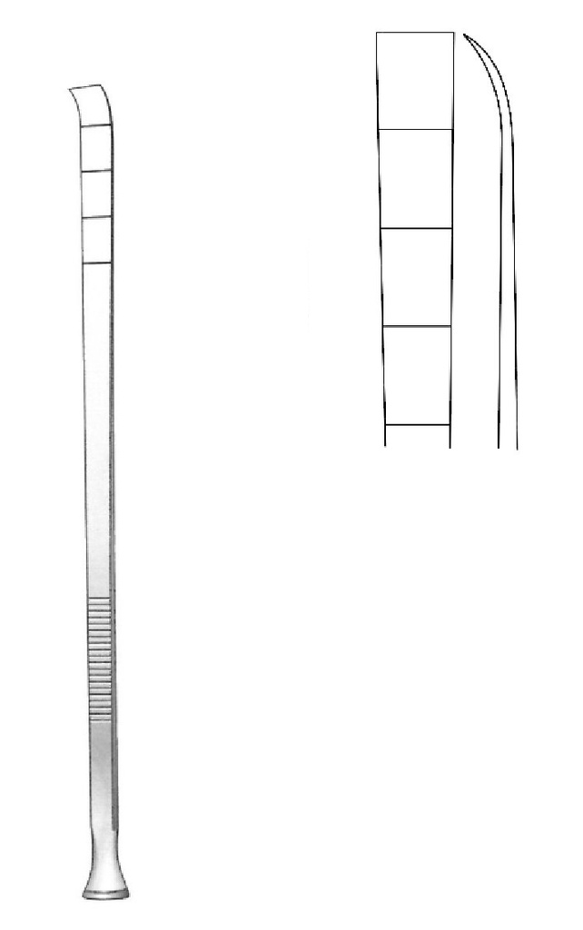 Osteótomo Epker, curva fuerte, valva = 8 x 1.2 mm