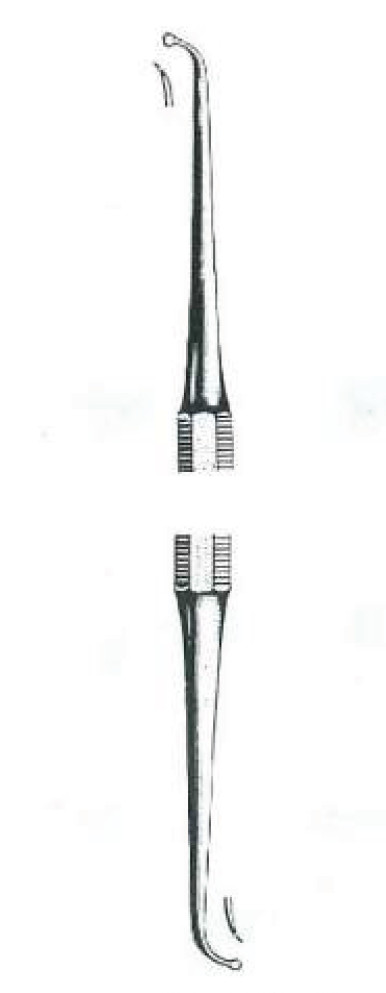 Cucharilla / Excavador Dental, Corte Lateral y Frontal tipo 3-4