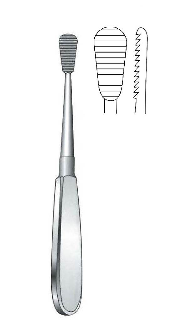 Lima para hueso, artroplastia de escisión - longitud = 17 cm / 6-1/2"