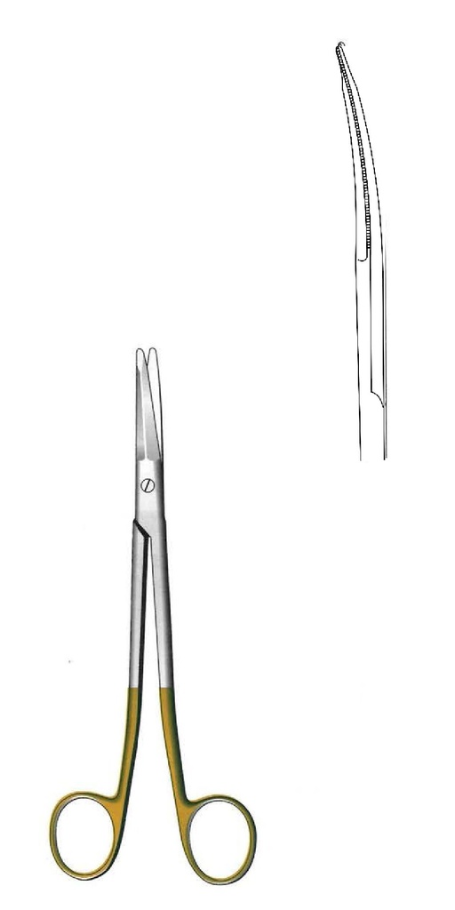Tijera para estiramiento facial Freeman-Kaye, curva, TC Gold - longitud = 18 cm / 7"