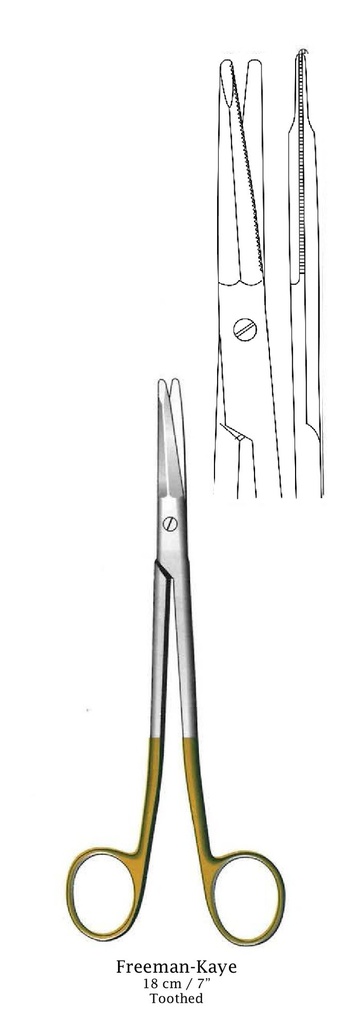 Freeman -Kaye, straight facial stretch scissors, Gold TC - Length = 18 cm / 7 "