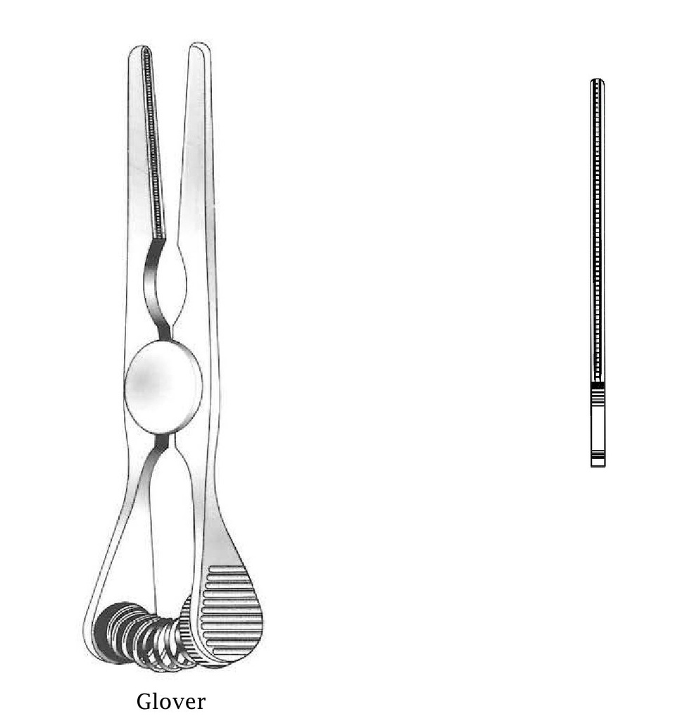 Bulldog clamp gets glover, straight - length = 9 cm / 3-3 / 4 "