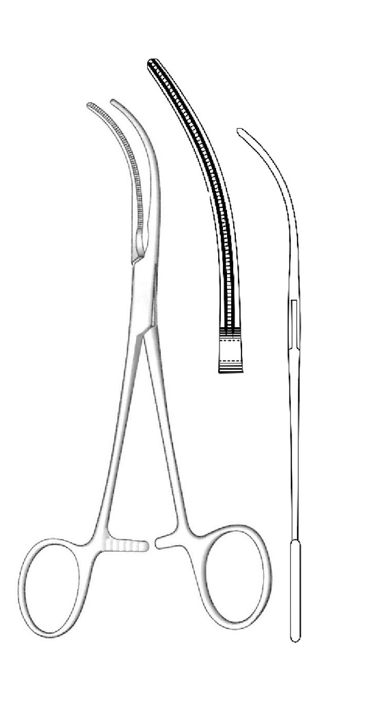 Glover anastomosis clamp, curve - length = 17 cm / 6-3 / 4 "