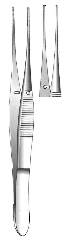 Pinza para iris de Graefe, recta, dientes 1:2 - longitud = 10 cm / 4"