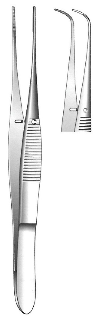 Pinza para iris de Graefe, fuerte curva - longitud = 7 cm / 2-3/4"