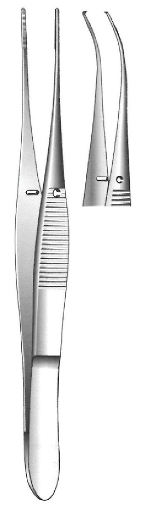 Pinza para iris de Graefe, curva, dientes 1:2 - longitud = 7 cm / 2-3/4"