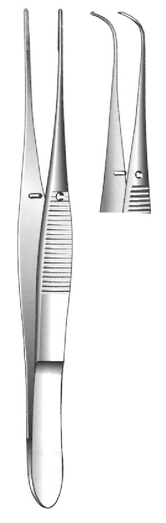 Pinza para iris de Graefe, fuerte curva, dientes 1:2 - longitud = 7 cm / 2-3/4"