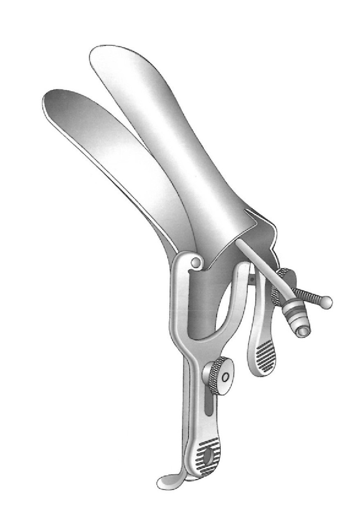 Special Special Vaginal Speculus, Support Tube in the upper valve, angle of 135 °