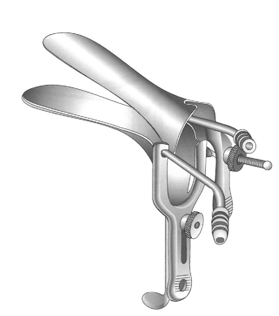 Espéculo vaginal Grave, tubo de succión en la valva superior e inferior. Valva = 76 x 13 mm