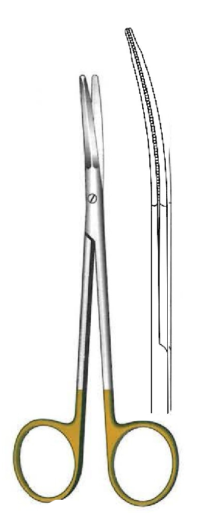 Tijera para estiramiento facial Gregory, curva, TC Gold - longitud = 11.5 cm / 4-1/2"