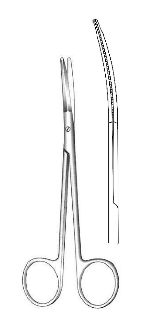 Tijera para estiramiento facial Gregory, curva - longitud = 14 cm / 5-1/2"