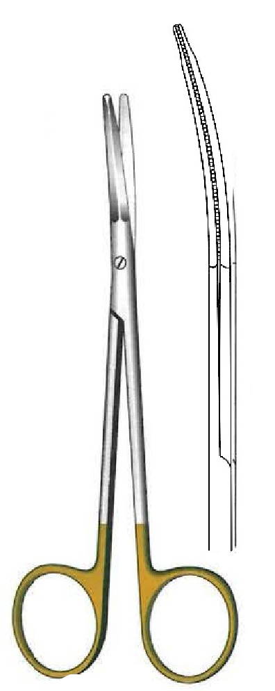 Tijera para estiramiento facial Gregory, curva, TC Gold - longitud = 14 cm / 5-1/2"