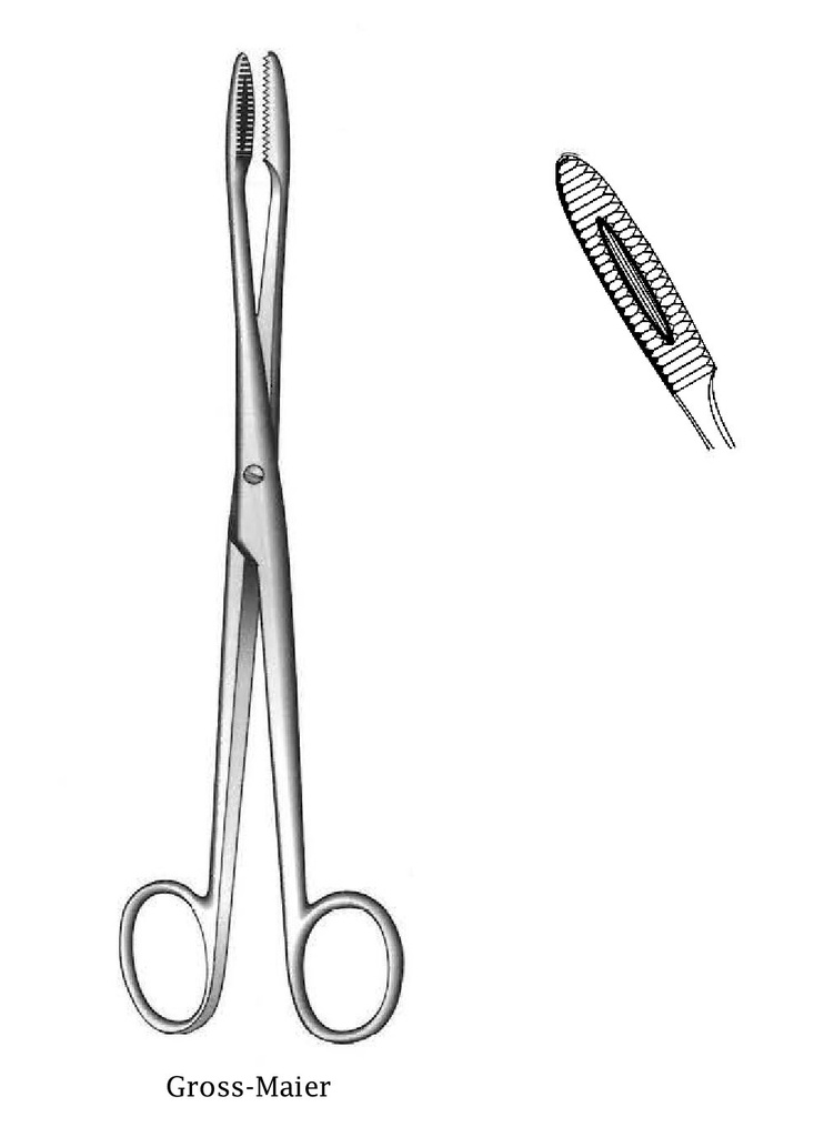 Pinza para apósito Gross-Maier, curva - longitud = 20 cm / 8"