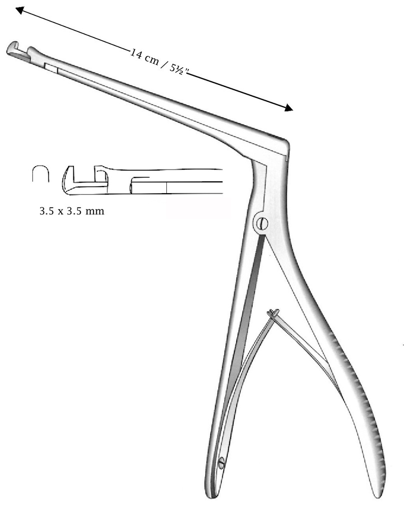 Hajok-Kofler sphenoid cutting clamp, upstream, size = 3.5 x 3.5 mm