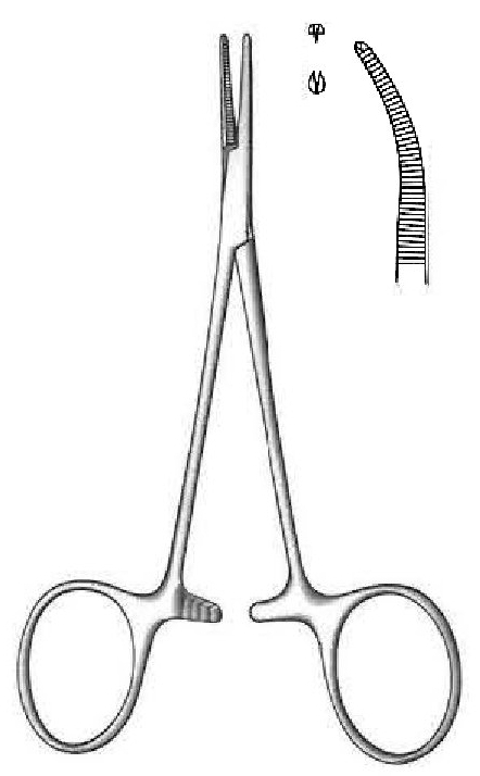 Micro-mosquito, curve artery clamp, 1: 2-length = 9 cm / 3-1 / 2 "teeth